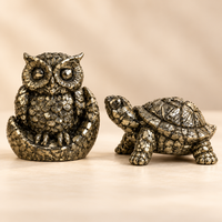 Pyrite Owl & Vastu Kachhua Combo – Wealth, Wisdom & Positive Energy