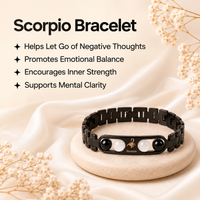 Scorpio Zodiac Metal Bracelet with Free Raw Selenite Plate