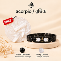 Scorpio Zodiac Metal Bracelet with Free Raw Selenite Plate