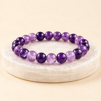 Amethyst Crystal Bracelet with Raw Selenite Plate