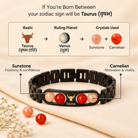 Taurus Zodiac Metal Bracelet with Free Raw Selenite Plate