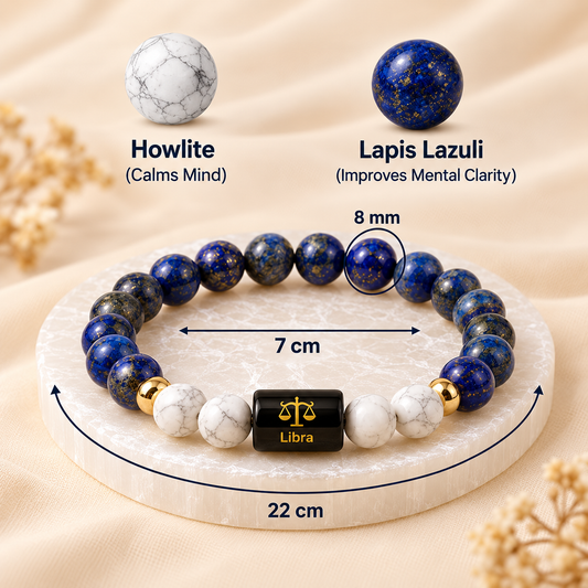 Libra (तुला राशि) Zodiac LapisLazuli & Howlite Bracelet