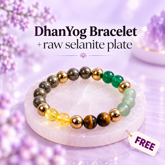 DhanYog Bracelet with FREE Raw Selanite Plate