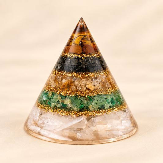 Conical Dhan Yog Pyramid With Selenite Base