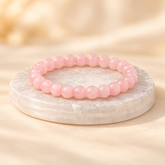 Rose Quartz Bracelet with Raw Selenite Plate